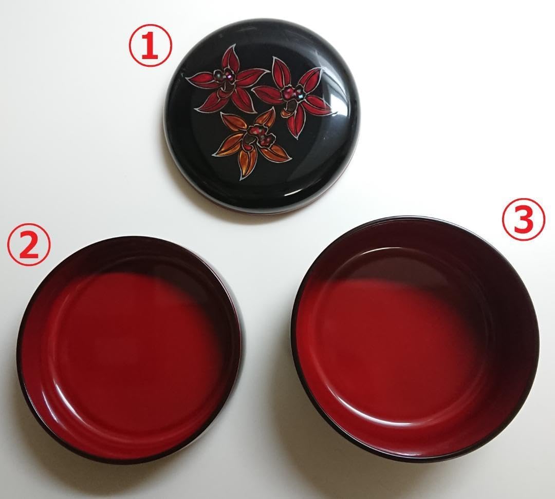 未使用　香川漆器　讃岐彫　独楽塗　天然木　二段丸重　重箱　菓子器　茶道　茶道具 Amazon.co.jp: 香川漆器 讃岐彫 独楽塗 天然木 二段丸重 重箱